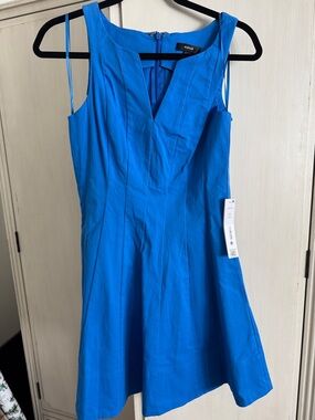 Aqua Vibrant Blue Sleeveless Midi Fit-and-Flare Dress